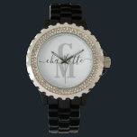 Elegant Script Name Custom Monogram Initiaal Watch Horloge<br><div class="desc">Elegant gepersonaliseerd monogram horloge met een modern script. Pas dit aangepaste monogram eenvoudig aan met een naam en initialen online. Creëer een prachtig gepersonaliseerd cadeau voor je familie en vrienden.</div>