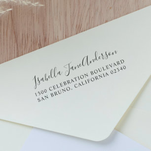 Elegant Script Name & Custom Return Address Rubberstempel