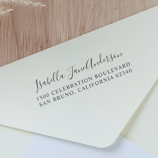 Elegant Script Name & Custom Return Address Rubberstempel