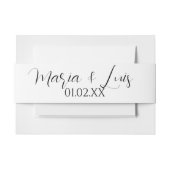 Elegant Script Name Date Black White Wedding Uitnodigingen Wikkel (Voorkant Voorbeeld)