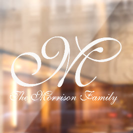 Elegant Script Name en Monogram Window Cling Raamsticker