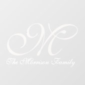 Elegant Script Name en Monogram Window Cling Raamsticker (Vel)