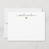 Elegant Script Name Faux Gold Foil Heart Notitiekaartje (Voorkant)