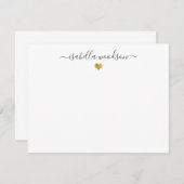 Elegant Script Name Faux Gold Foil Heart Notitiekaartje (Voorkant / Achterkant)