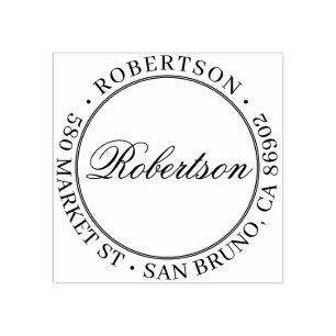 Elegant Script Name Formele Round Return Address Rubberstempel