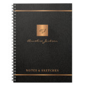 Elegant script name monogram gepersonaliseerd zwar notitieboek (Voorkant)