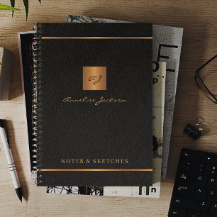 Elegant script name monogram gepersonaliseerd zwar notitieboek