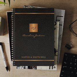 Elegant script name monogram gepersonaliseerd zwar notitieboek