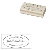 Elegant Script Name Oval Return Address Rubberstempel (Gestempeld)