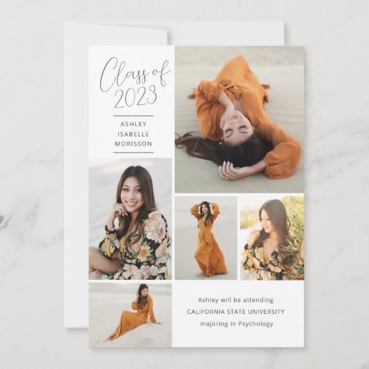 Elegant Script Name Overlay Afstuderen Aankondiging (Achterkant)