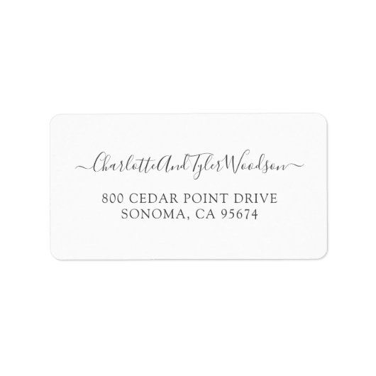 Elegant Script Name Pas getrouwd Return Address La Etiket (Voorkant)