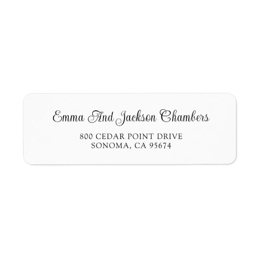 Elegant Script Name Pas getrouwd Return Address La Etiket (Voorkant)