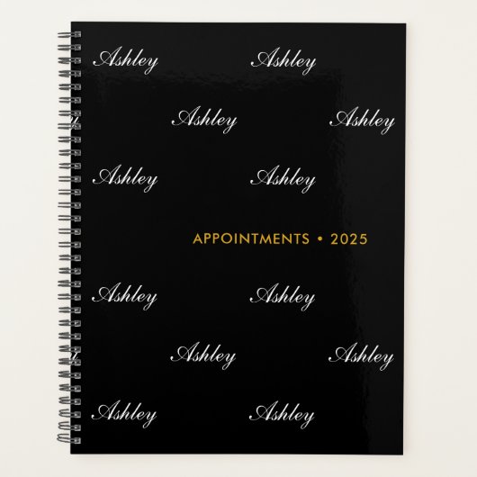 Elegant Script Name Pattern Personated Planner (Voorkant)