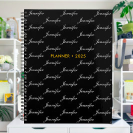 Elegant Script Name Pattern Personated Planner