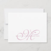 Elegant Script Name Pink Monogram Flat Note Card Notitiekaartje (Voorkant)