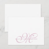 Elegant Script Name Pink Monogram Flat Note Card Notitiekaartje (Voorkant / Achterkant)