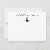 Elegant Script Name Queen Bee Crown Notitiekaartje (Voorkant)