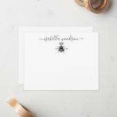 Elegant Script Name Queen Bee Crown Notitiekaartje (Voorkant / Achterkant in situ)