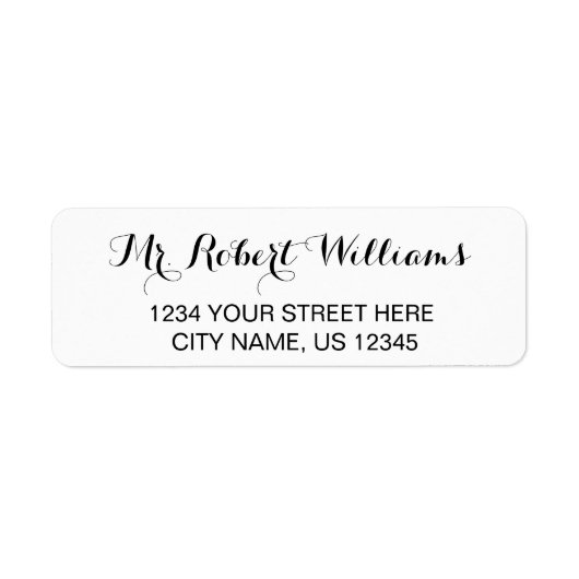 Elegant Script Name Return Address Label (Voorkant)