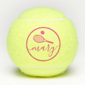 Elegant Script Name Roze Aangepaste naam Tennisballen (Voorkant)