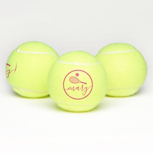 Elegant Script Name Roze Aangepaste naam Tennisballen (Multi)