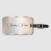 Elegant Script Name Silver Sjabloon Typografie Bagagelabel (Voorkant (horizontaal))