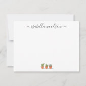 Elegant Script Name Succulent Cactus Notitiekaartje (Voorkant)