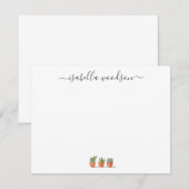 Elegant Script Name Succulent Cactus Notitiekaartje (Voorkant / Achterkant)