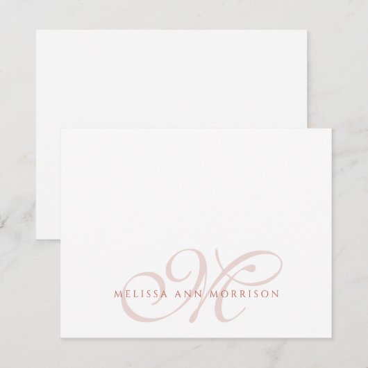 Elegant Script Name Terracotta Monogram  Notitiekaartje (Voorkant / Achterkant)