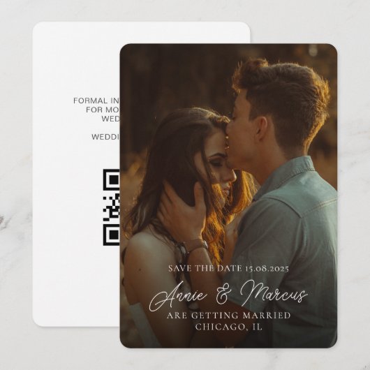 Elegant Script Names Custom Photo Wedding Save The Date (Voorkant / Achterkant)