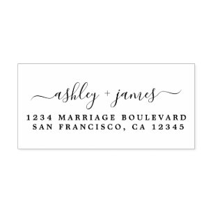 Elegant Script Names Wedding Return Address Zelfinktende Stempel