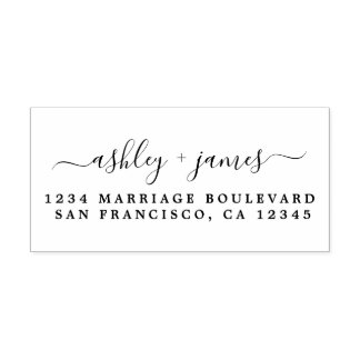 Elegant Script Names Wedding Return Address Zelfinktende Stempel