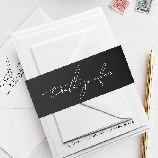 Elegant Script names Wedding Uitnodigingen Wikkel