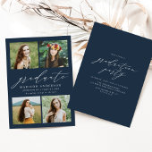 Elegant Script Navy 4 foto afstudeerfeest Kaart