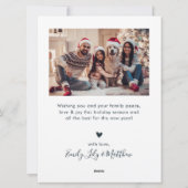 Elegant Script Navy 5 Fotocollage Kerstmis Feestdagenkaart (Achterkant)