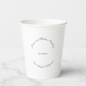Elegant script navy blauw wit namen bruiloft papieren bekers (Achterkant)