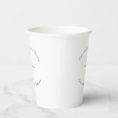 Elegant script navy blauw wit namen bruiloft papieren bekers (Rechts)