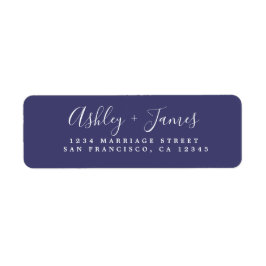 Elegant Script Navy Blauwe Huwelijks Retouradres Etiket