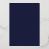 Elegant Script Navy Blauwe Trouw Goud Folie Uitnodiging (Achterkant)