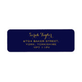 Elegant Script Navy Blue and Gold Name Label (Voorkant)