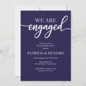 Elegant Script Navy Blue Engagement Party Kaart (Voorkant)