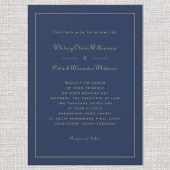 Elegant Script Navy Blue Gold Formal Chic Weddings Kaart