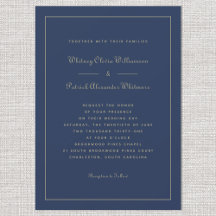 Elegant Script Navy Blue Gold Formal Chic Weddings