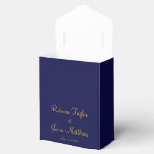 Elegant Script Navy Blue & Gold Weddenschap Hartel Bedankdoosjes (Geopend)