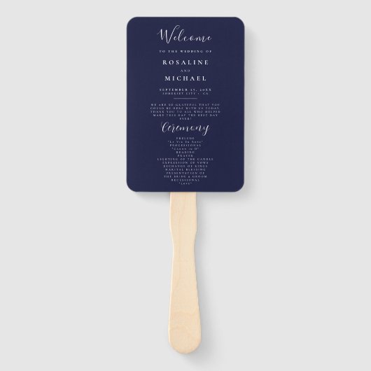 Elegant Script Navy Blue Modern Minimalist Wedding Handwaaier (Voorkant)