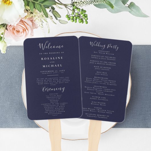 Elegant Script Navy Blue Modern Minimalist Wedding Handwaaier