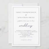 Elegant Script Navy Blue Text Wedding Kaart (Voorkant)