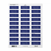 Elegant Script Navy Blue Wedding Return Address Etiket (Full Sheet)