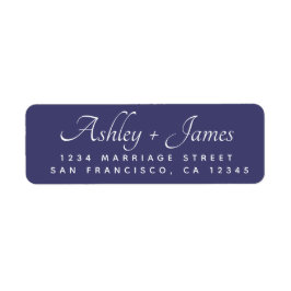 Elegant Script Navy Blue Wedding Return Address Etiket