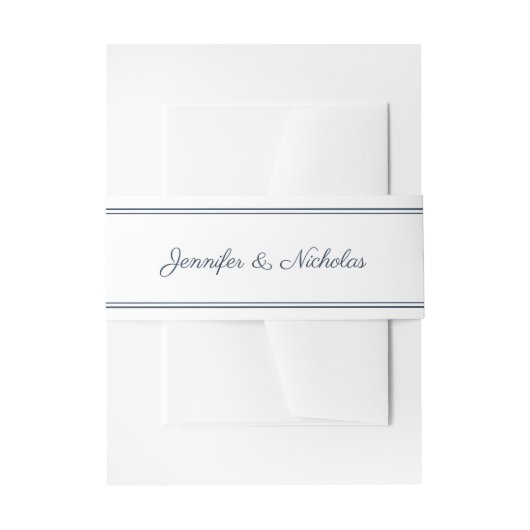 Elegant Script Navy Blue Wedding Uitnodigingen Wikkel (Voorkant Voorbeeld)